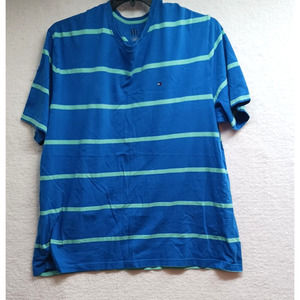 TOMMY‎ HILFIGER Blue Stripe Short Sleeve T-Shirt XXL